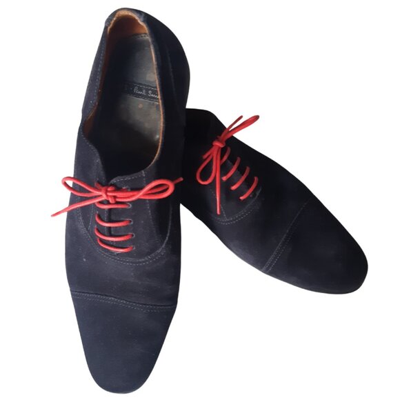 Paul Smith SZ 42 (9.5) Blue Suede Lace Up Low Top Almond Toe Derby - Picture 2 of 15